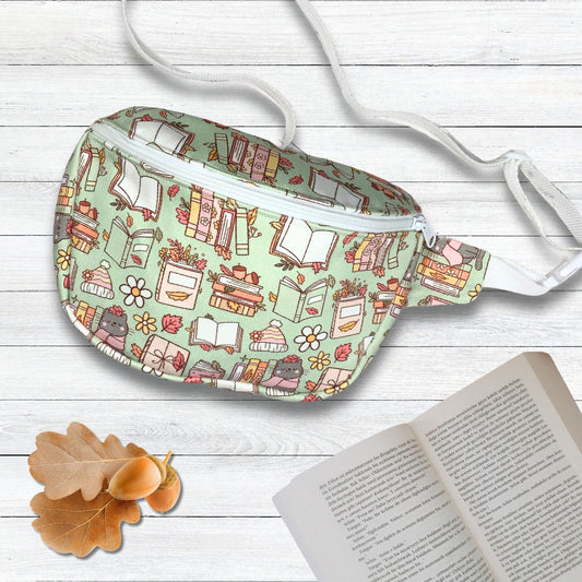 Canvas Bum Bag, Bookish Kitten Print