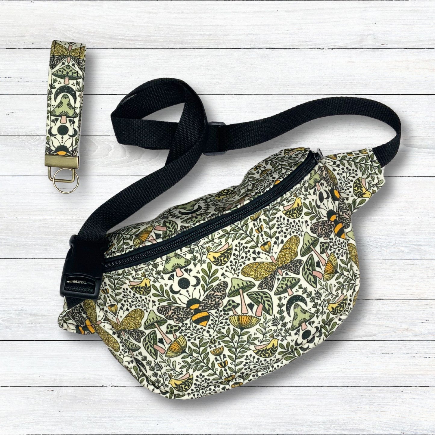 Canvas Nature Print Bum Bag with Keyfob