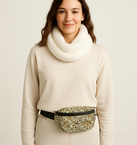 Canvas Nature Print Bum Bag with Keyfob