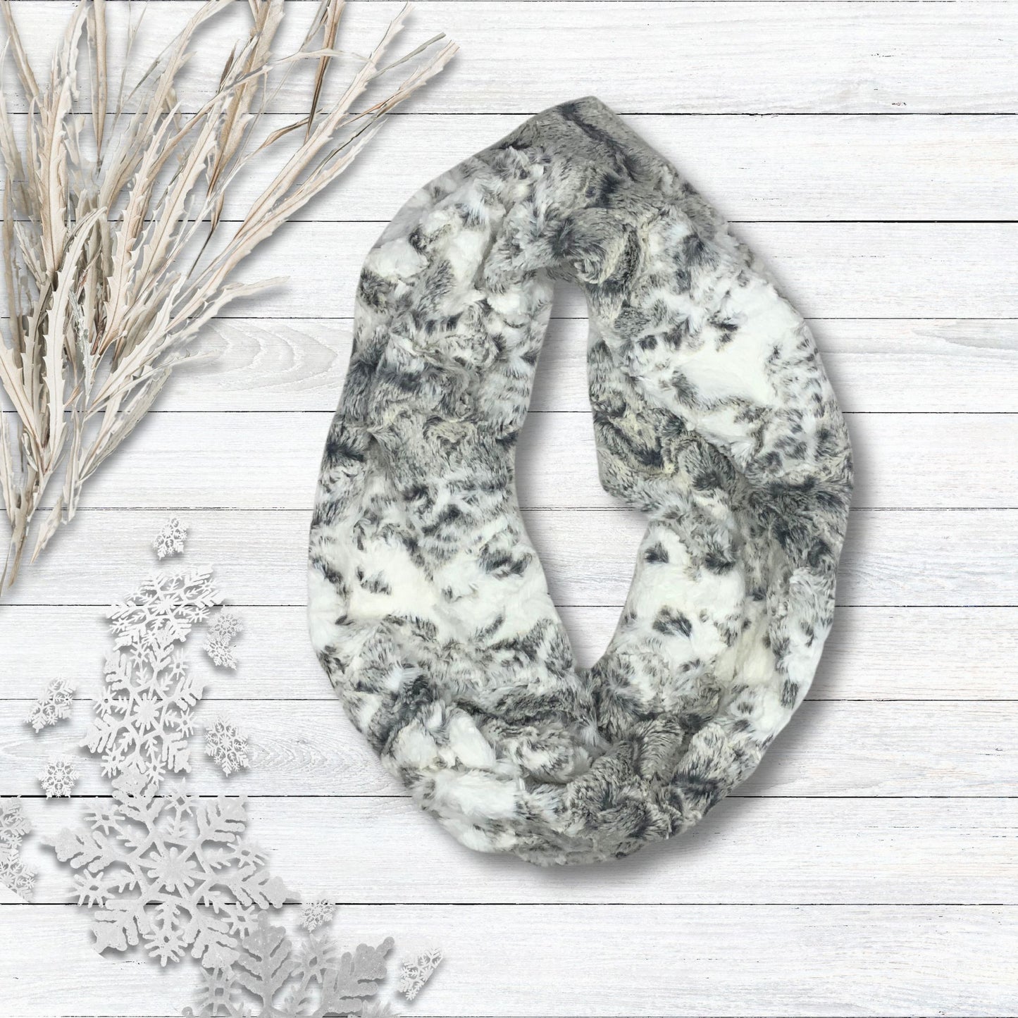 Snowy Owl Print Infinity Minky Scarf