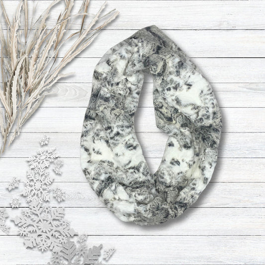Snowy Owl Print Infinity Minky Scarf