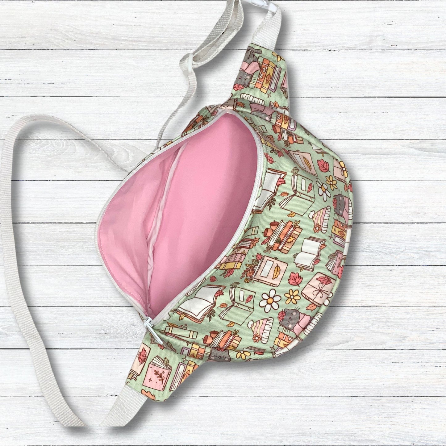 Canvas Bum Bag, Bookish Kitten Print