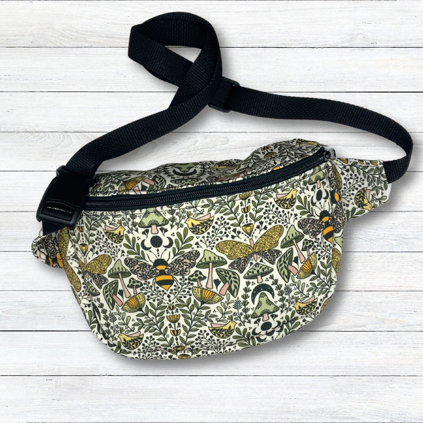Canvas Nature Print Bum Bag with Keyfob